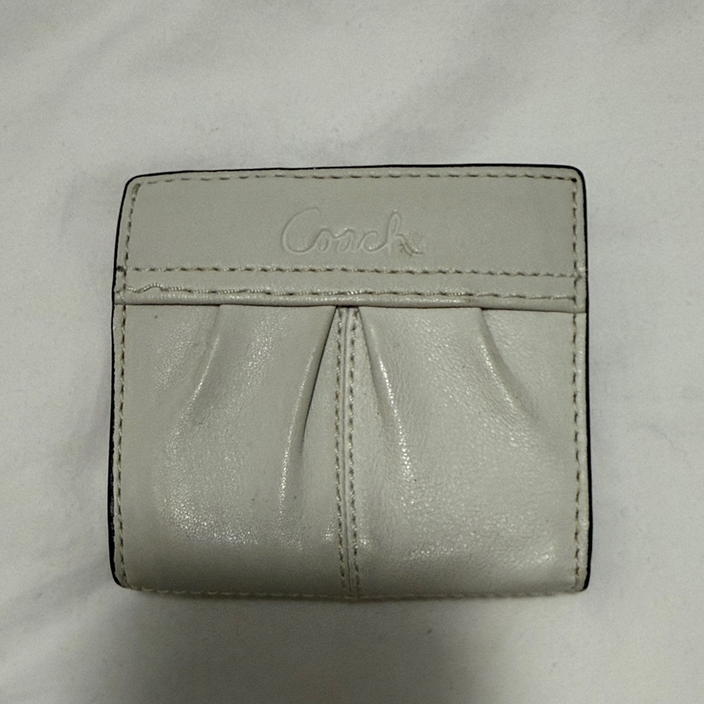 Coach Cream Leather Compact Wallet